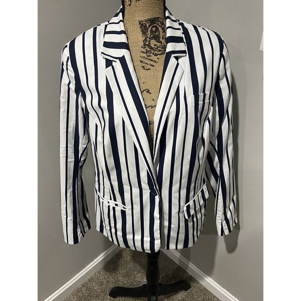 Lane Bryant, Size 14, Blazer, Navy White, One Button, NWOT